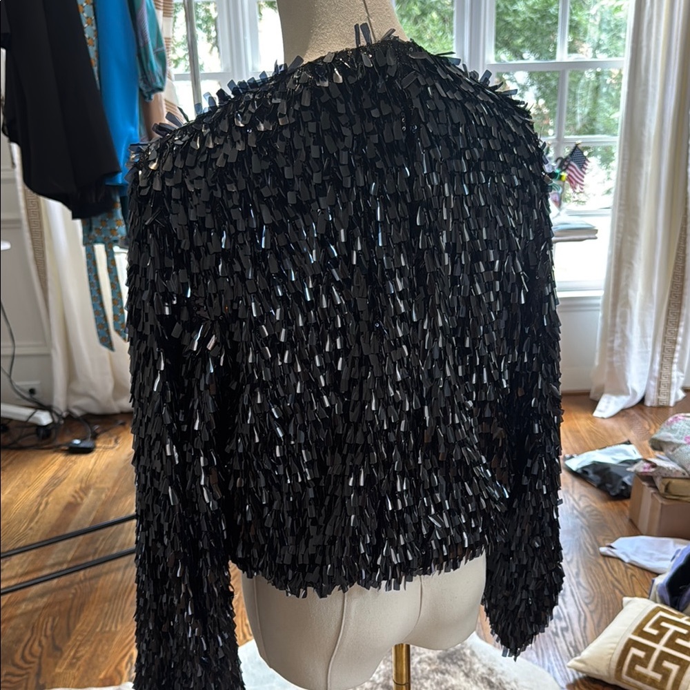 Navy  Sequin Jacket with hook and eye closures